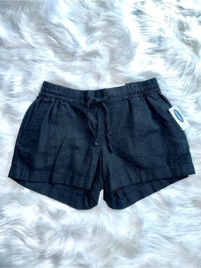 NWT Old Navy Linen Drawstring Shorts Black Sz Small